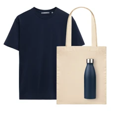 Набор с одеждой Portobello Kris: футболка, термобутылка, шопер, S, синий фото