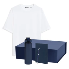 Набор с одеждой Portobello Rust Neo: футболка, бутылка для воды, блокнот, шариковая ручка, 3XL/4XL, синий / белый фото