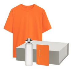 Набор с одеждой Portobello Rust Neo: футболка, бутылка для воды, блокнот, шариковая ручка, XS/S, оранжевый / белый фото