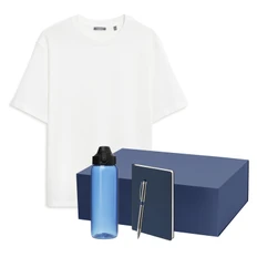 Набор с одеждой Portobello Rust Neo: футболка, бутылка для воды, ежедневник недатированный, ручка, XL/2XL, белый / синий фото