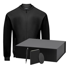 Набор с одеждой Portobello Torres: толстовка на молнии, зарядное устройство, ежедневник недатированный А6, шариковая ручка, XXL, черный / серебряный фото