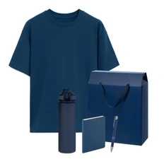 Набор с одеждой Rust: футболка, бутылка для воды, ежедневник недатированный, ручка, 3XL/4XL, синий фото