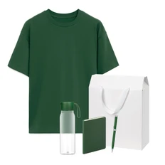 Набор с одеждой Rust: футболка, бутылка для воды, ежедневник недатированный, ручка, XL/2XL, белый / зеленый  фото