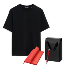 Набор с одеждой Rust: футболка, ежедневник недатированный, ручка, S, черный / красный фото