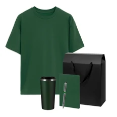 Набор с одеждой Rust: футболка, термокружка, блокнот, ручка, XS/S, зеленый фото