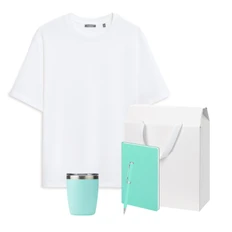 Набор с одеждой Rust: футболка, термокружка, ежедневник недатированный, ручка, XL/2XL, белый / бирюзовый фото