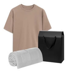 Набор с одеждой Rust: футболка, вязаный плед, XS/S, серый / бежевый фото