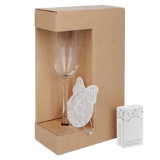 Набор с подвеской «Елочка» Sparkle: 2 бокала, гирлянда светодиодная, подвеска вышивная, прозрачный / белый фото