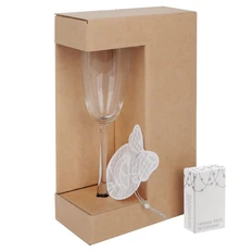 Набор с подвеской «Птичка» Sparkle: 2 бокала, гирлянда светодиодная, подвеска вышивная, прозрачный / белый фото