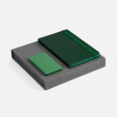 Набор Shall Energy: внешний аккумулятор Uniscend Half Day Compact 5000 mAh, блокнот Shall А5, зеленый фото