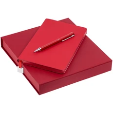 Набор Shall Light: ежедневник недатированный А5, ручка шариковая Blade Soft Touch, красный фото