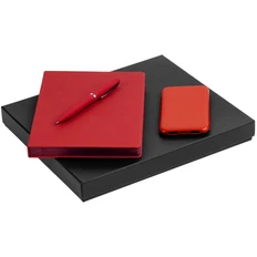 Набор Shall Recharge: внешний аккумулятор Uniscend Half Day Compact 5000 mAh, ежедневник недатированный А5, ручка шариковая Bolt Soft Touch, красный фото
