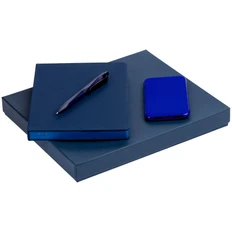 Набор Shall Recharge: внешний аккумулятор Uniscend Half Day Compact 5000 mAh, ежедневник недатированный А5, ручка шариковая Bolt Soft Touch, синий фото