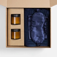 Набор Sleepguard: полотенце, ароматические свечи, маска для сна, синий фото