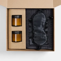 Набор Sleepguard: полотенце, ароматические свечи, маска для сна, темно-серый фото