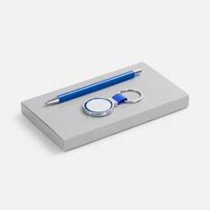 Набор Slim Stalker: ручка шариковая и брелок, синий фото