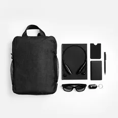 Набор Smart Essentials: рюкзак, наушники, внешний аккумулятор, блокнот, очки, чехол для карточки, брелок, ручка, черный фото