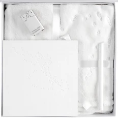 Набор «Снежный ангел»: плед, гирлянда, карандаш, скетчбук, белый фото