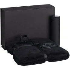 Набор Soft Embrace: плед Plush, термос с ситечком Percola, черный фото