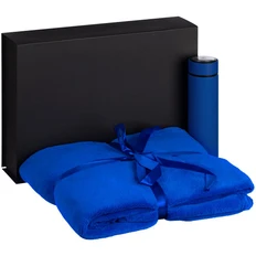 Набор Soft Embrace: плед Plush, термос с ситечком Percola, синий фото