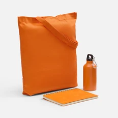 Набор Spiral Walk: ежедневник недатированный, бутылка для воды, холщовая сумка, оранжевый фото