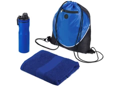 Набор спортивный Advanced: бутылка стальная, полотенце, рюкзак-мешок, синий фото