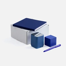 Набор Square: колонка, блокнот, антистресс, ручка шариковая, синий фото