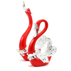 Набор статуэток «Влюбленные лебеди», белый / красный фото