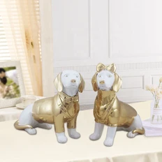 Набор статуэток «Влюбленные собачки», белый / золотистый фото