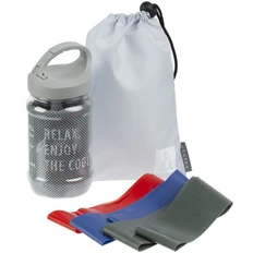 Набор Stay Cool: охлаждающее полотенце, набор эластичных лент для фитнеса Zen, серый фото