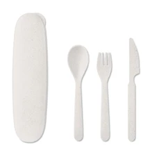 Набор столовых приборов, белый фото