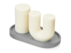 Набор свечей на подставке Kiana Aris, серый / белый фото