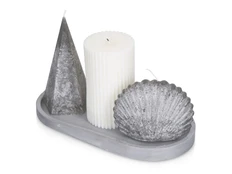Набор свечей на подставке Kiana Posh, серый / белый фото