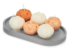 Набор свечей на подставке Kiana «Пионы», серый / белый фото