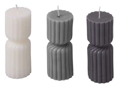 Набор свечей с гранями Vela, белый / серый фото