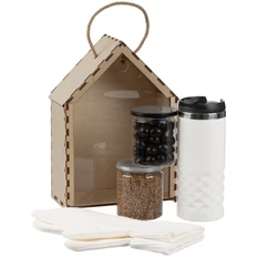 Набор Sweet Embrace: термостакан, варежки, чай, вишня в шоколадной глазури, коробка-пенал, белый фото