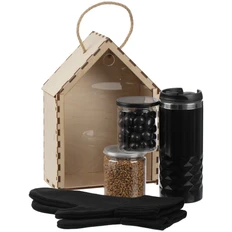 Набор Sweet Embrace: термостакан, варежки, чай, вишня в шоколадной глазури, коробка-пенал, черный фото