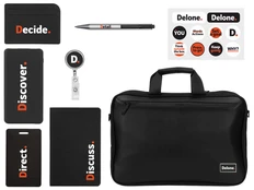 Набор Swift Start: внешний аккумулятор, ручка шариковая, картхолдер, блокнот, сумка, чехол для пропуска, ретрактор, черный фото