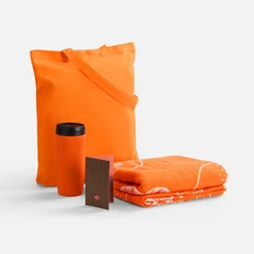 Набор Tangerine Dream: плед, термостакан, холщовая сумка, открытка, оранжевый фото