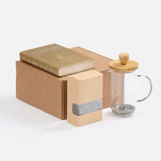 Набор Teaism: френч-пресс Alba, зеленый чай «Ганпаудер», книга «Конфуций», бежевый фото