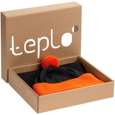 Набор Teplo Snappy: шапка, шарф, темно-серый / оранжевый фото
