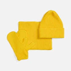 Набор Teplo Yong: варежки, шарф, шапка, желтый фото