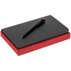 Набор Trait: блокнот Trait в точку, ручка шариковая Prodir DS1 TMM Dot, черный / красный фото