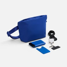 Набор Travelike: внешний аккумулятор 5000 mAh, поясная сумка, кабель-ланьярд,чехол для карты на телефон, синий фото