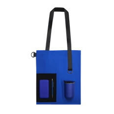 Набор Trend 10000: внешний аккумулятор 10000 mAh, кофер, ручка, шопер, синий / черный фото