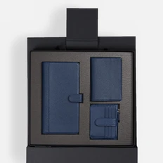 Набор Unison Trio: дорожный органайзер, картхолдер на молнии, обложка для паспорта, синий фото