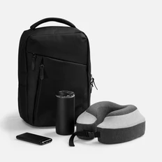 Набор Urban Explorer: рюкзак, внешний аккумулятор, дорожная подушка, термостакан, черный фото