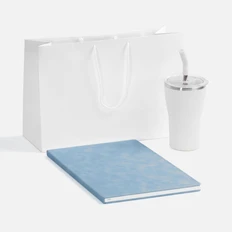 Набор Urban Pack: термостакан и блокнот, голубой / белый фото