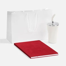 Набор Urban Pack: термостакан и блокнот, красный / белый фото