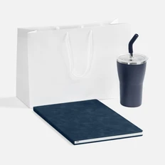 Набор Urban Pack: термостакан и блокнот, синий / белый фото